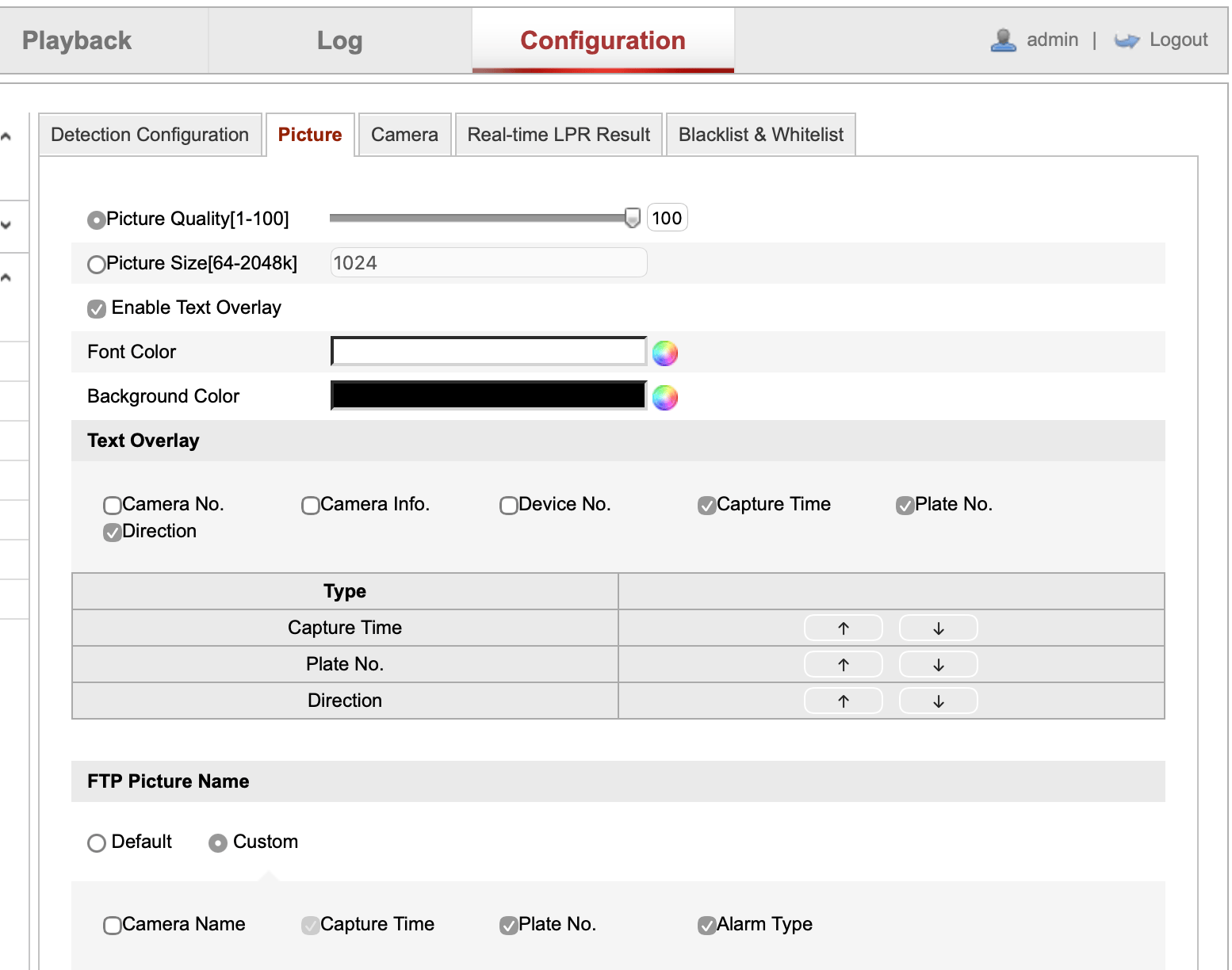 Hikvision Image Fields Configuration