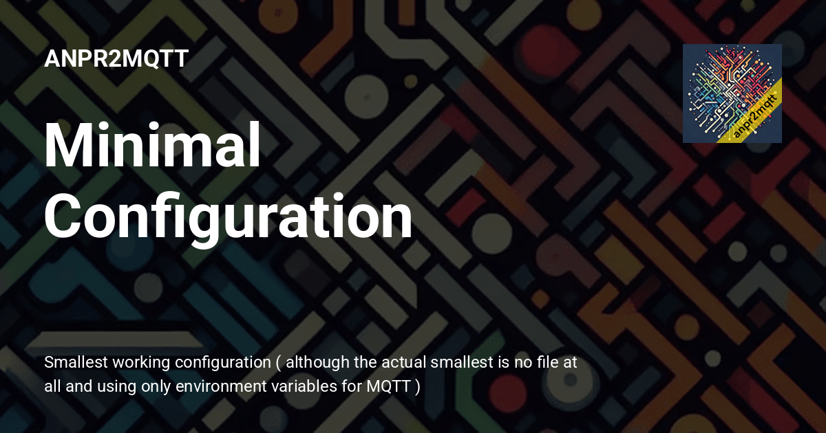 Minimal Configuration - ANPR2MQTT
