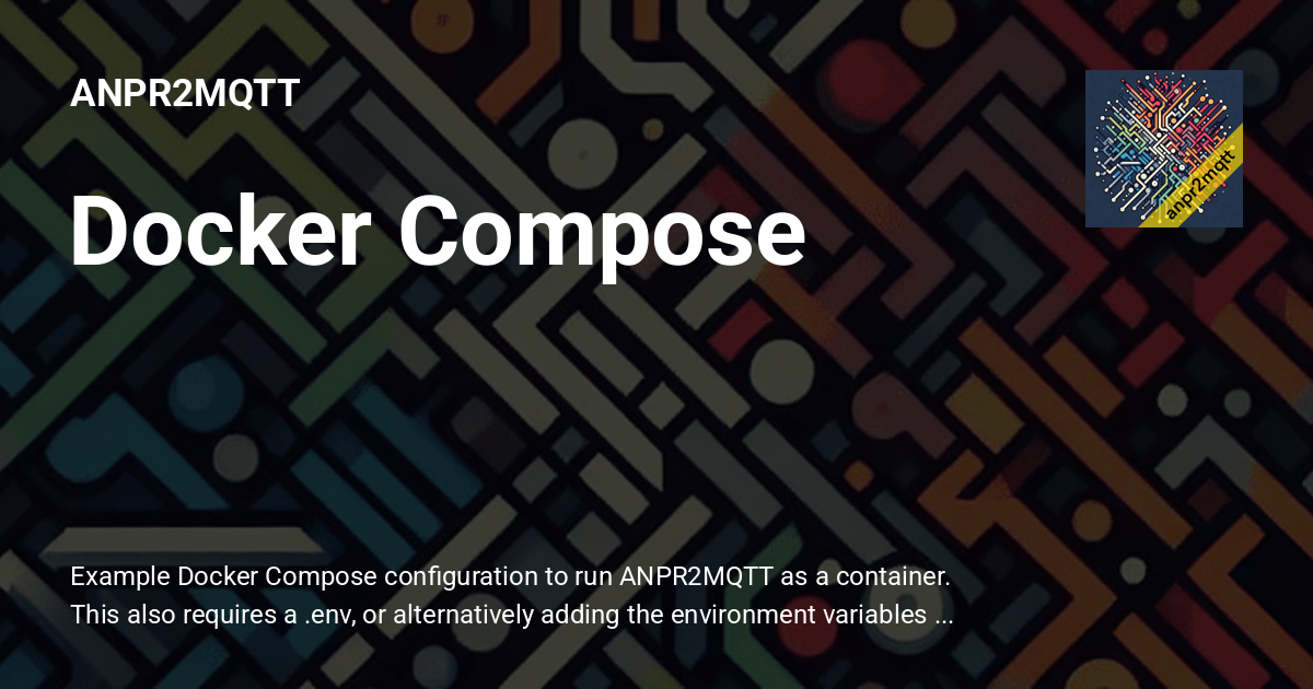Docker Compose - ANPR2MQTT